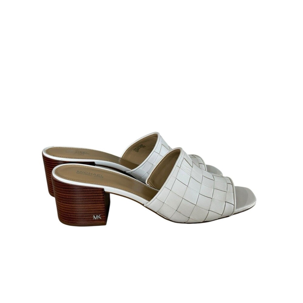 Michael Kors Ingrid Mule Sandals 10 M White dress sandal mid block